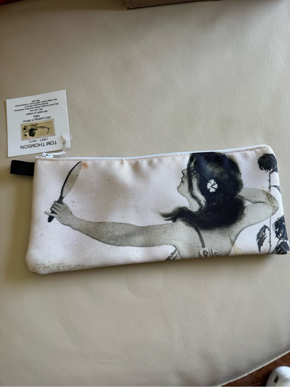 3 for$50❣️Tom Thomson Women's Art-Print Canvas Cosmetic Pouch in Cream and Black